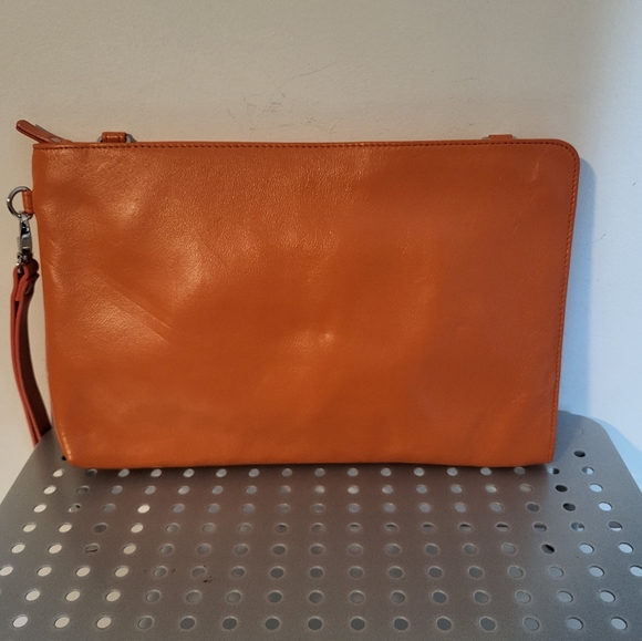 NWOT DANIER Orange Leather  Clutch/Wristlet/Crossbody - Picture 3 of 5